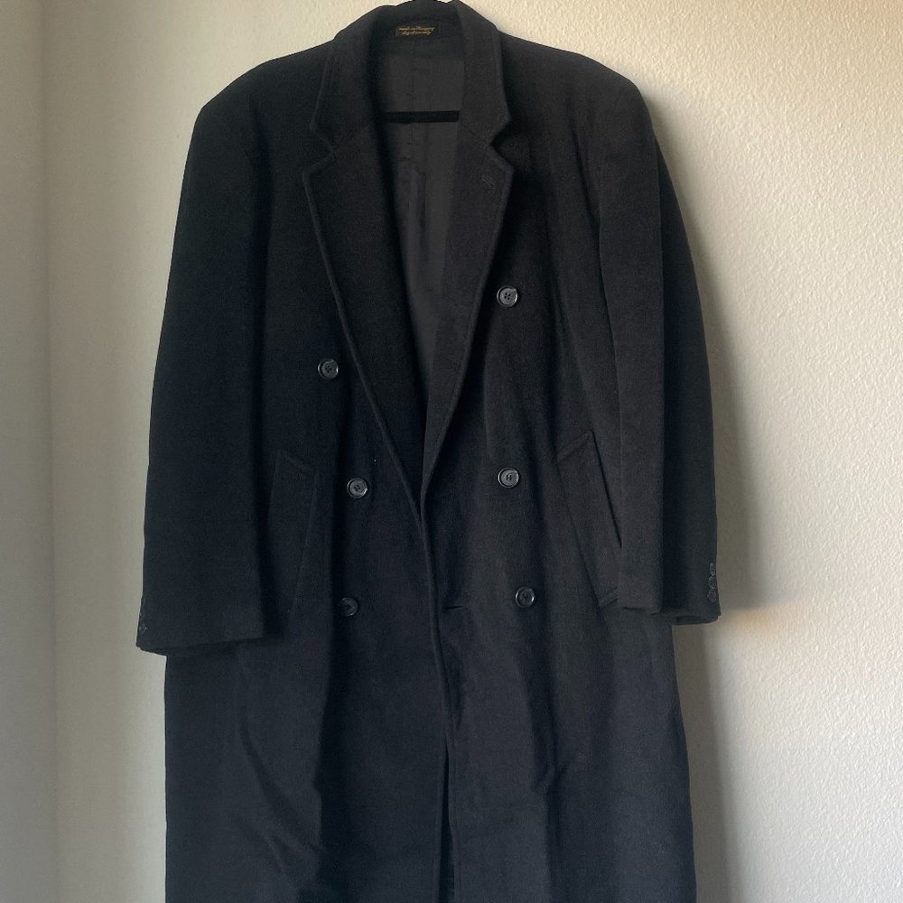 Like-New Kasper Cashmere Wool Black Overcoat